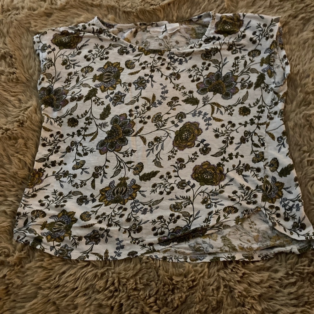 Linen Top, cap sleeve, floral print W M